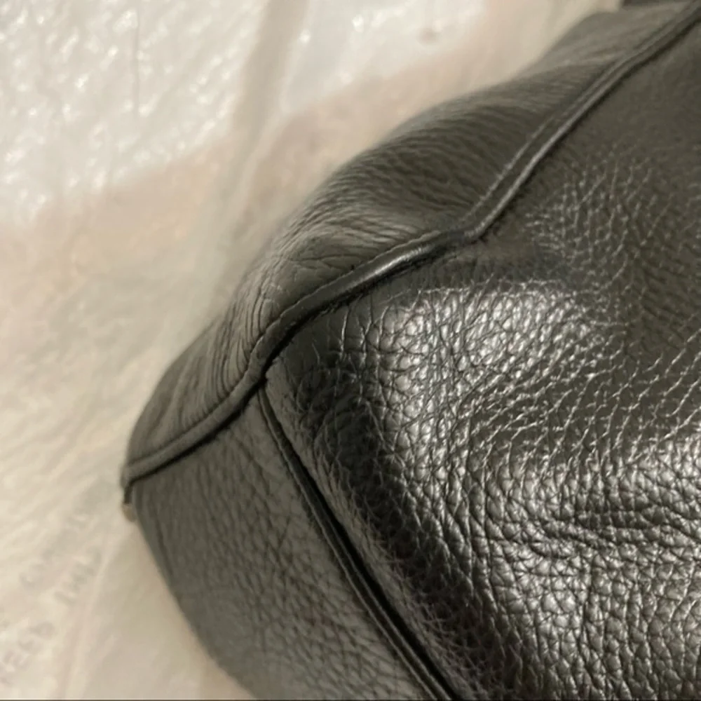 Furla black soft pebbled leather hobo bag